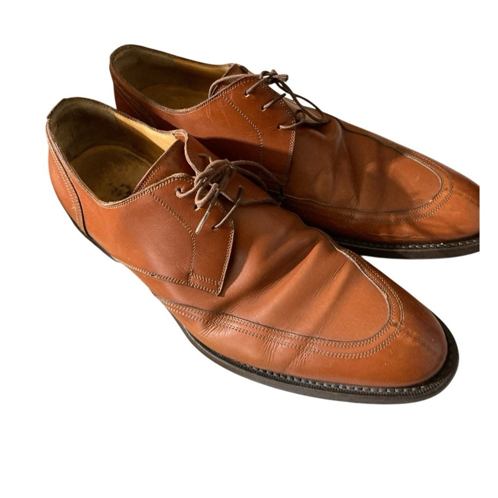 Yves Saint Laurent YSL Lace up Brown Leather Dress Shoes Split Toe Men 42 Oxford